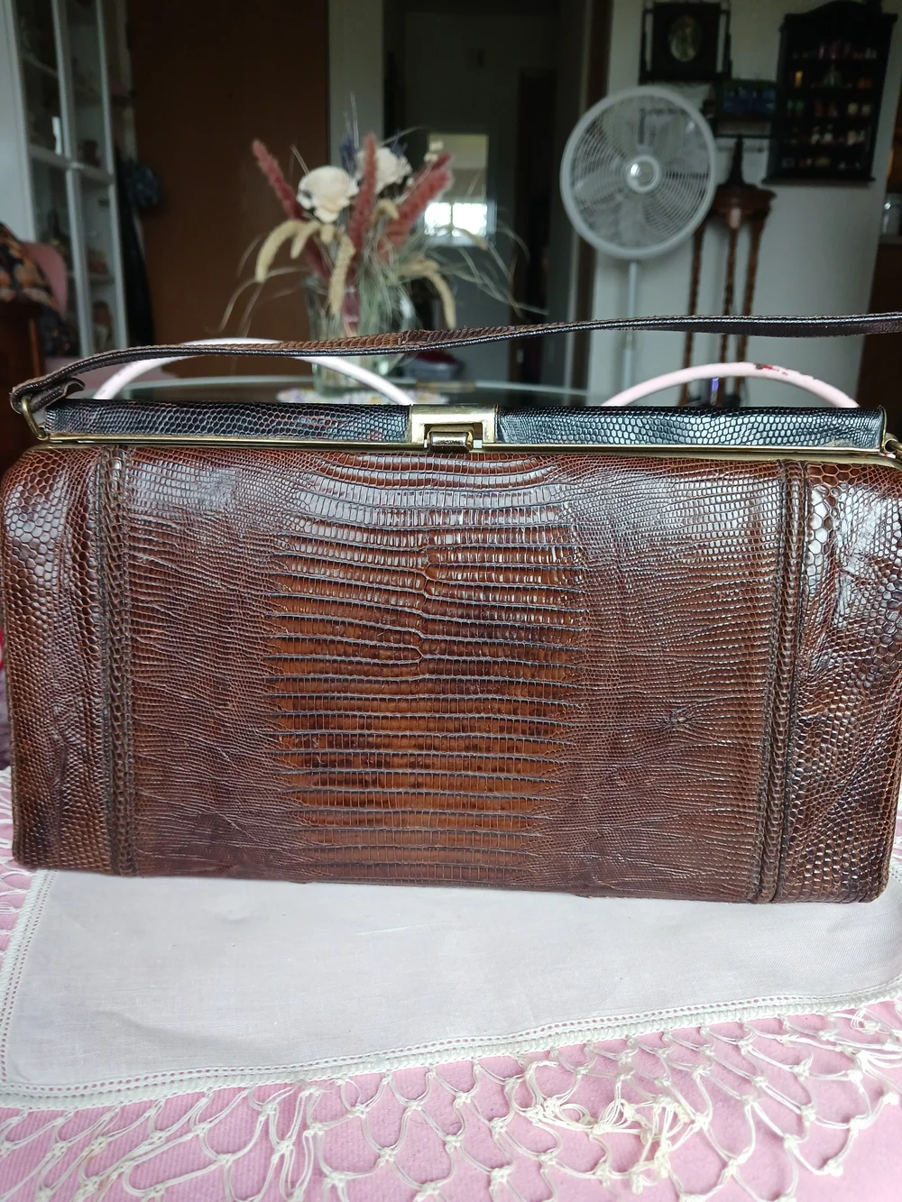 Classic Brown Croc-Embossed Hobo Bag